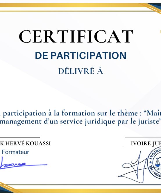 CERTIFICAT-Maîtrise du management d’un service juridique par le juriste