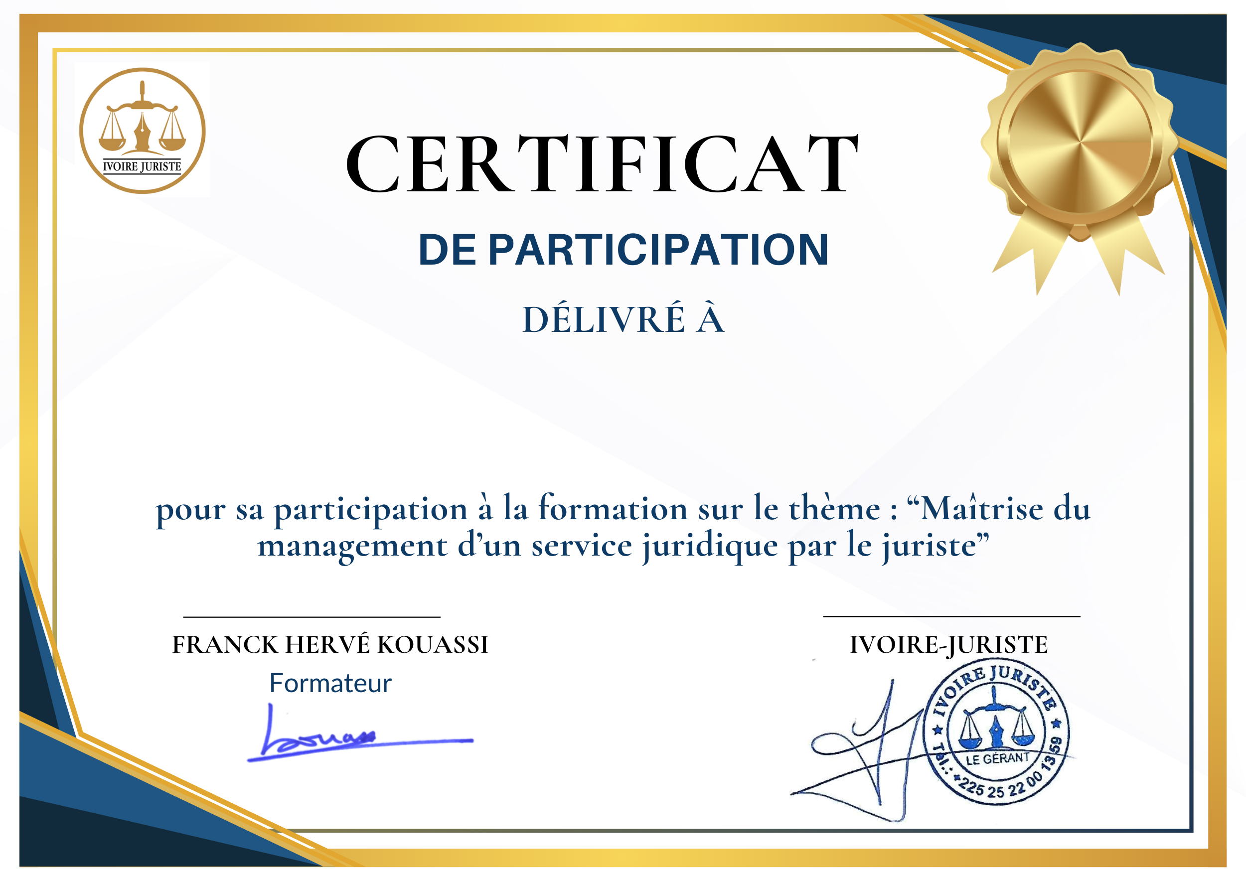 CERTIFICAT-Maîtrise du management d’un service juridique par le juriste